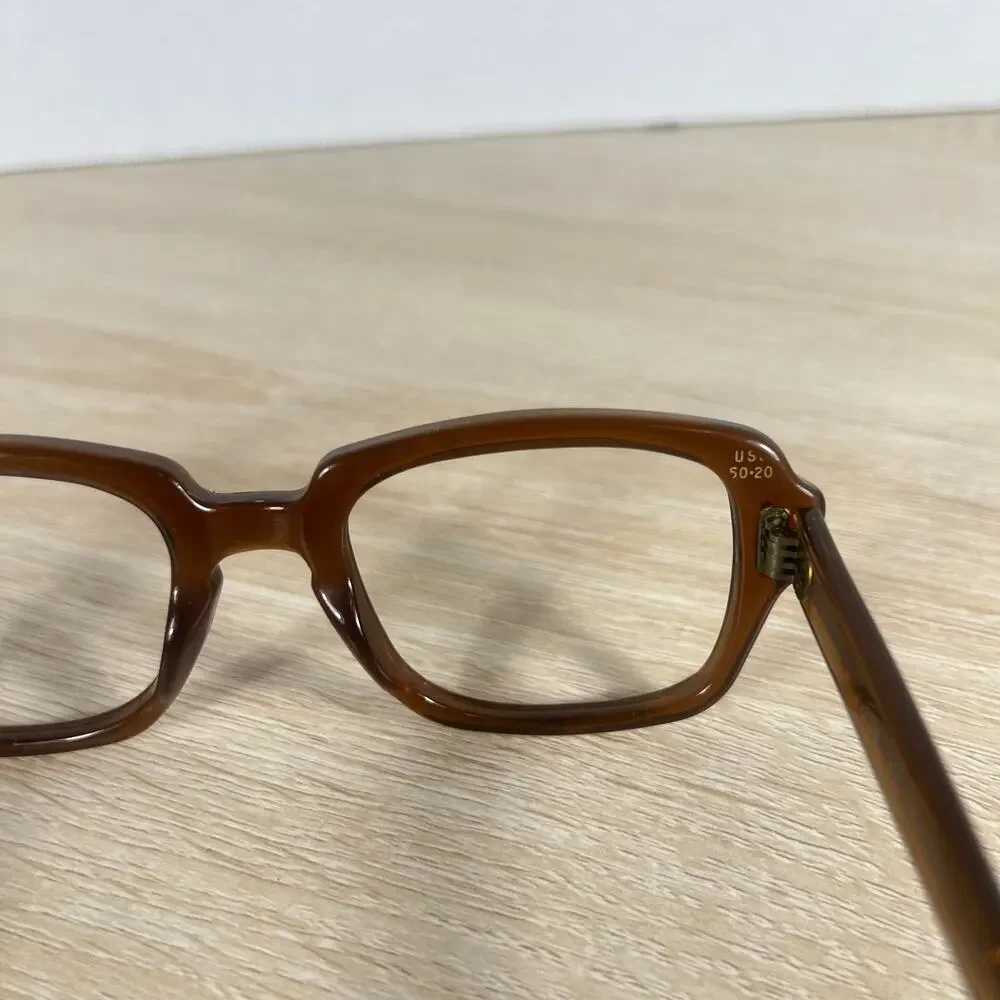Vintage USS 4 1/2 - 5 3/4 USS 50-20 Eyeglasses Full Rim Frames ONLY Brown